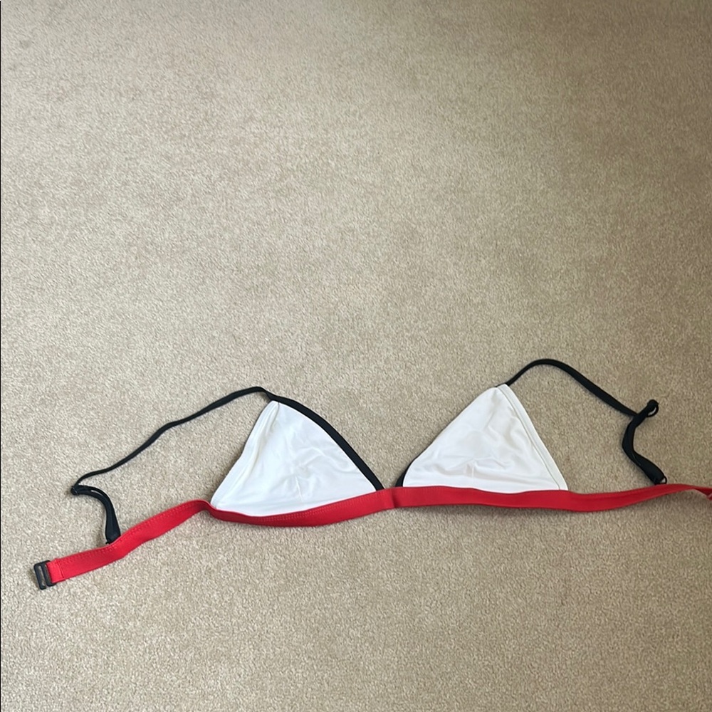 Stylish Red and White Bikini Top